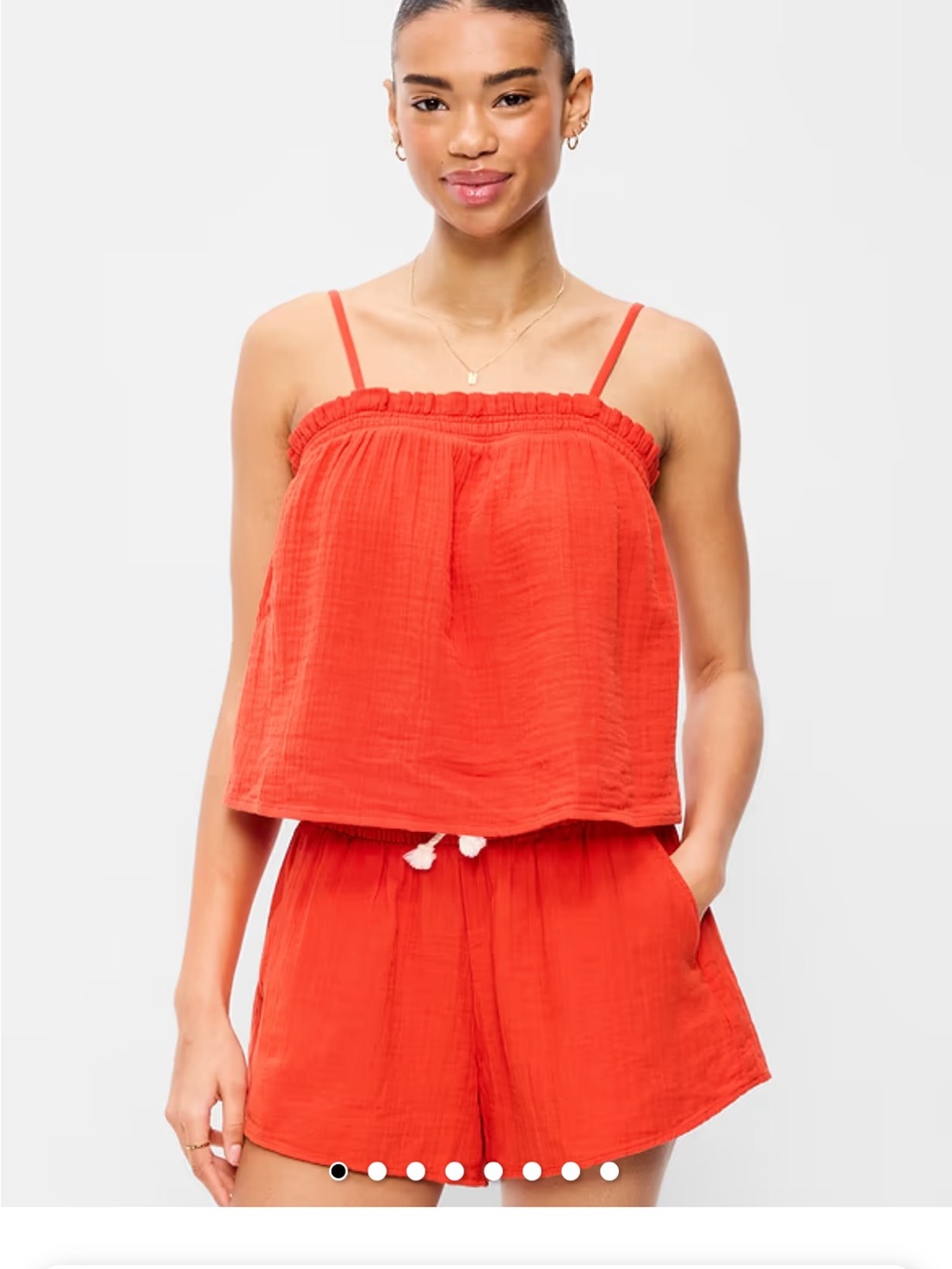 Old Navy Crinkle Gauze Tank Top Coral Orange Size Medium